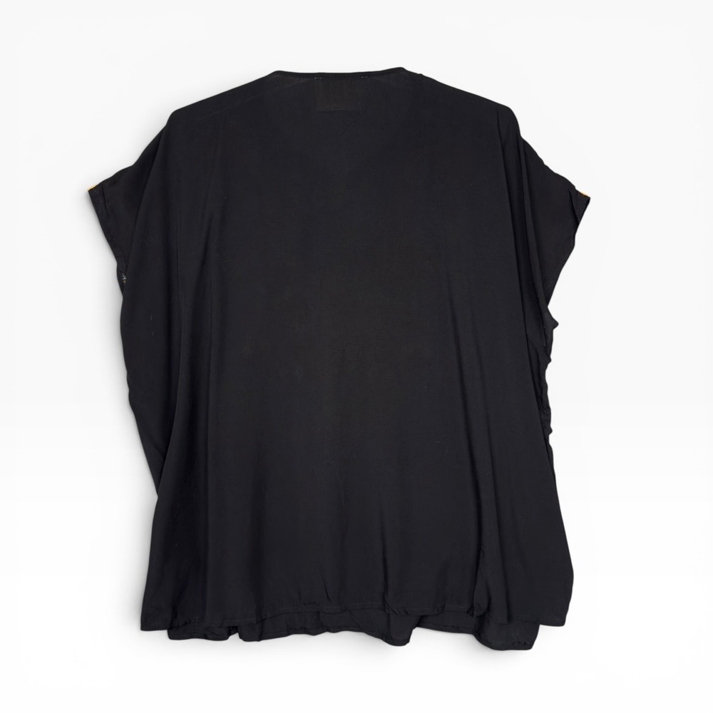 Savanna Jane Embroidered Blouse Oversized Small Black Floral Boho Peasant Top‎ - Picture 4 of 9